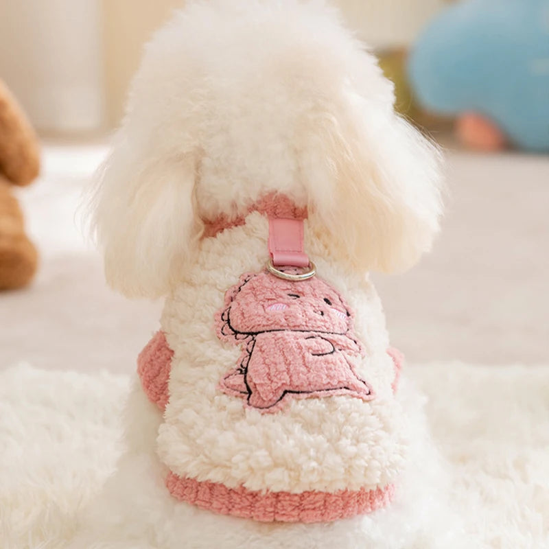 Warm Autumn Dog Hoodies – Plush Fashion Print Pullovers for Small Dogs & Cats, Chihuahua Pet Sweater