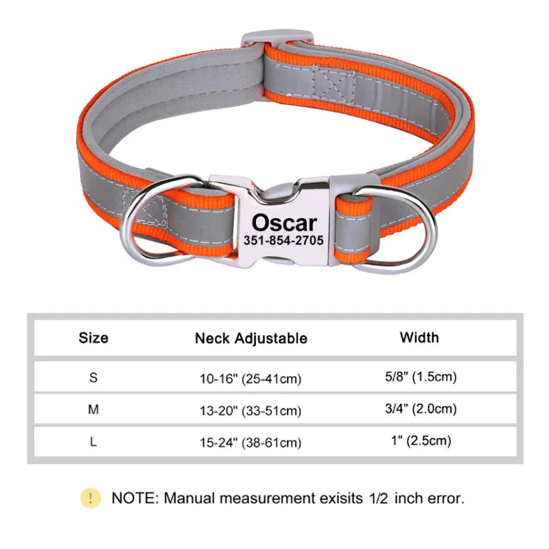 Reflective Personalized Dog Collar with Engraved ID – Soft Padded Nylon Adjustable Collar for All Dog Sizes Ditzy Petunia