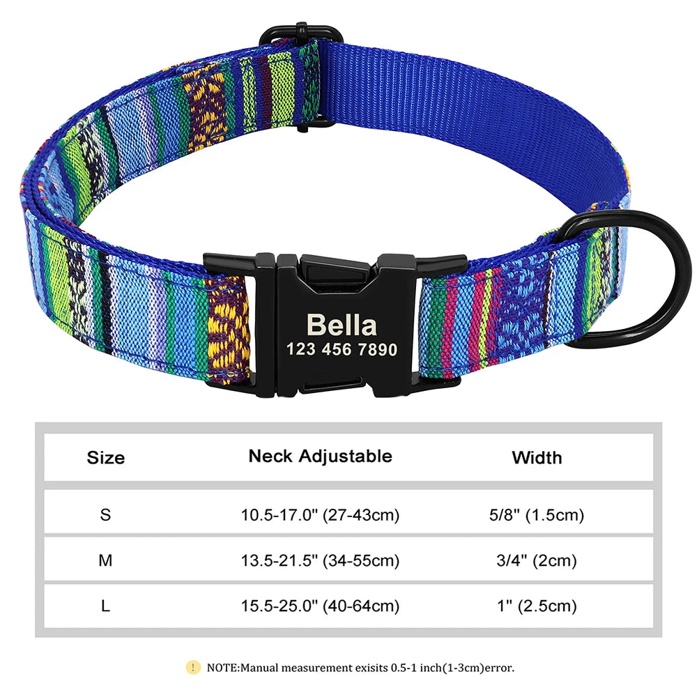 Personalized Nylon Dog or Cat Collar with Engraved ID – Adjustable Anti-Lost Nameplate for Small, Medium & Large Dogs Ditzy Petunia