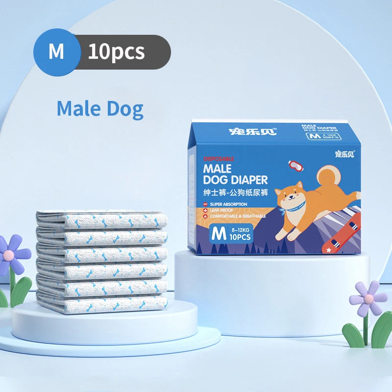 Disposable Dog Diapers – Leakproof Super Absorbent Nappies for Male & Female Dogs, 10 Pack Ditzy Petunia