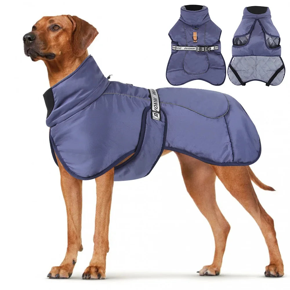 Waterproof Winter Dog Coat with Harness – Warm Fleece Jacket for Large Dogs