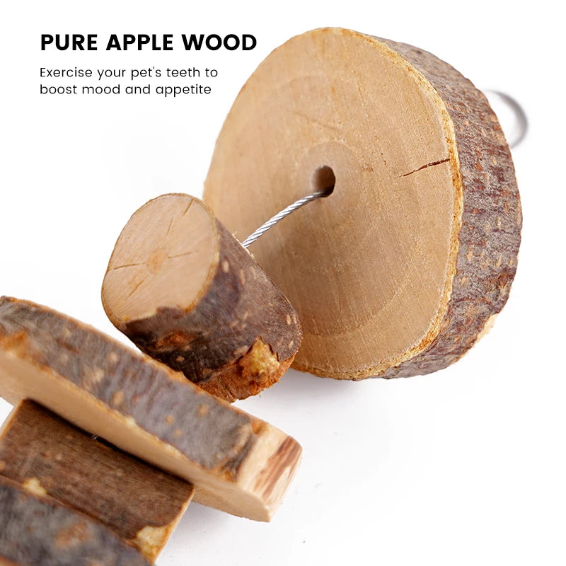 Natural Wooden Rabbit Chew Toy – Teeth Grinding & Stress Relief for Small Rodents | Hamster, Chinchilla, Squirrel, Parrot Chew Toy Ditzy Petunia