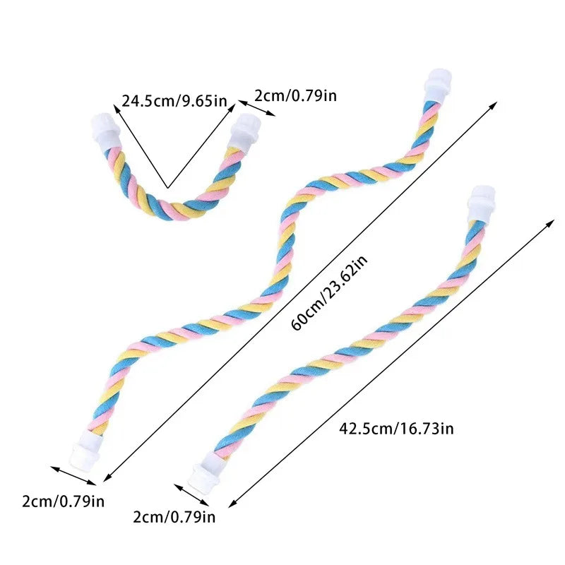 Corduroy Bird Rope Perch - Flexible and Durable Bird Cage Accessory | Cotton Rope & Iron Wire