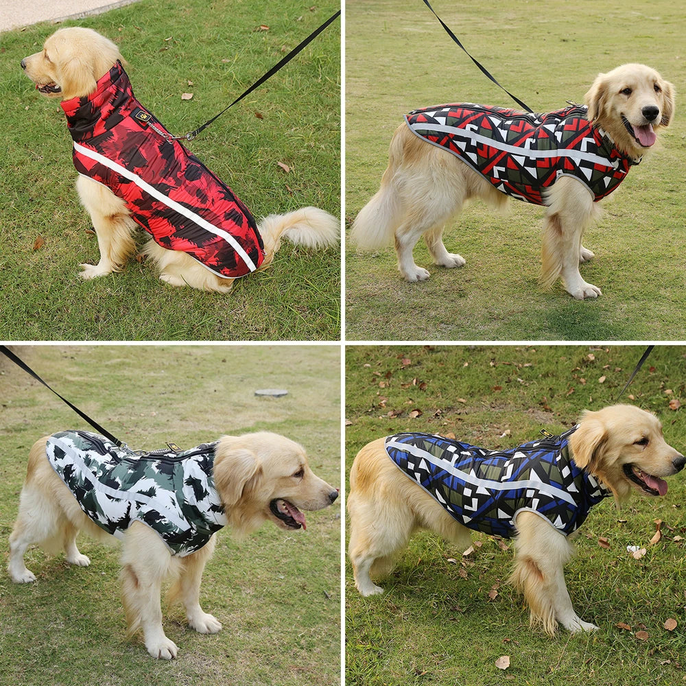 Waterproof Winter Dog Jacket | Reflective Warm Coat for Large Dogs | Warm Polyester Padded Dog Overalls