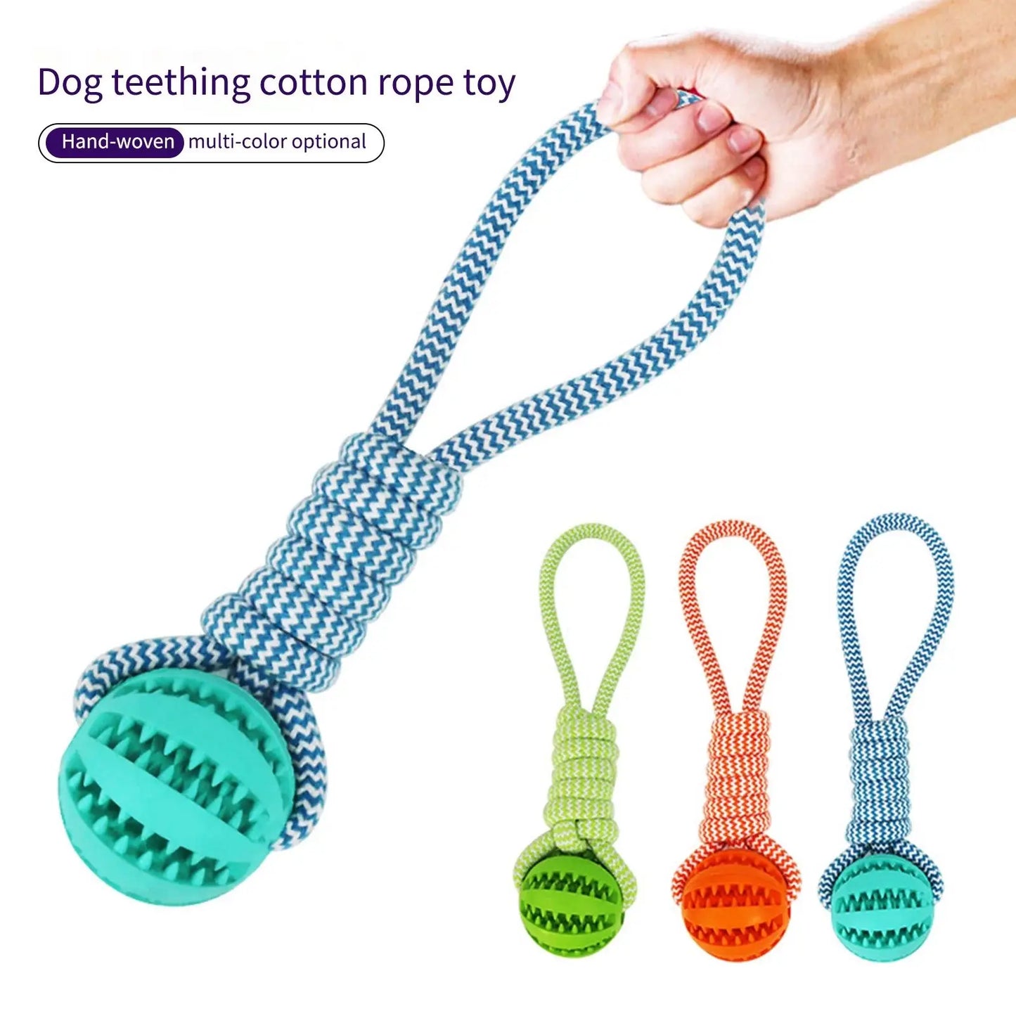 Pet Chew & Treat Ball – Rubber Rope Toy for Dental Cleaning, Tug Play, and IQ Training