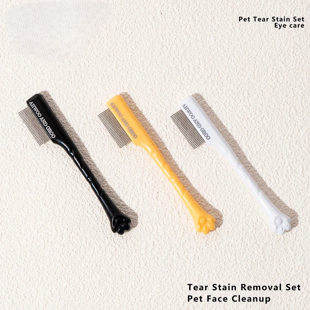 Pet Facial Cleaning Comb & Scissors Set – Tear Stain Remover & Grooming Tool for Dogs and Cats