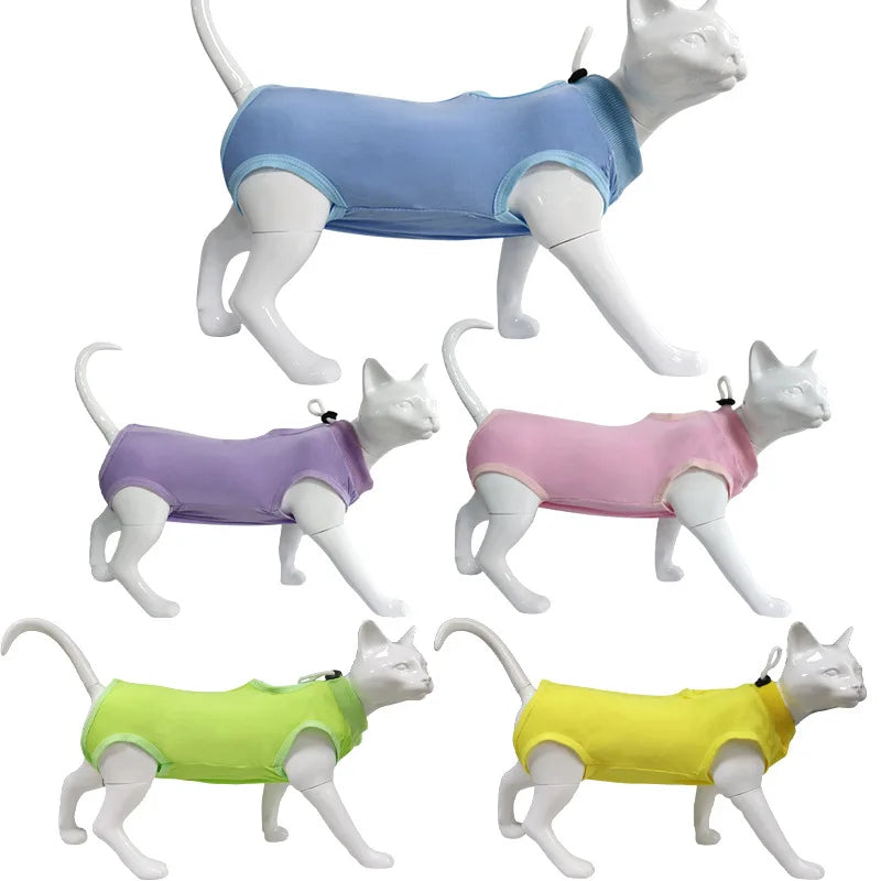 Cat Weaning & Sterilization Recovery Suit | Soft, Breathable, Anti-Licking Post-Surgery Pet Vest
