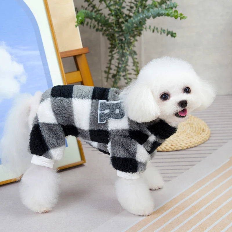 Warm Fleece Dog Jumpsuit – Winter Pajamas for Small & Medium Dogs