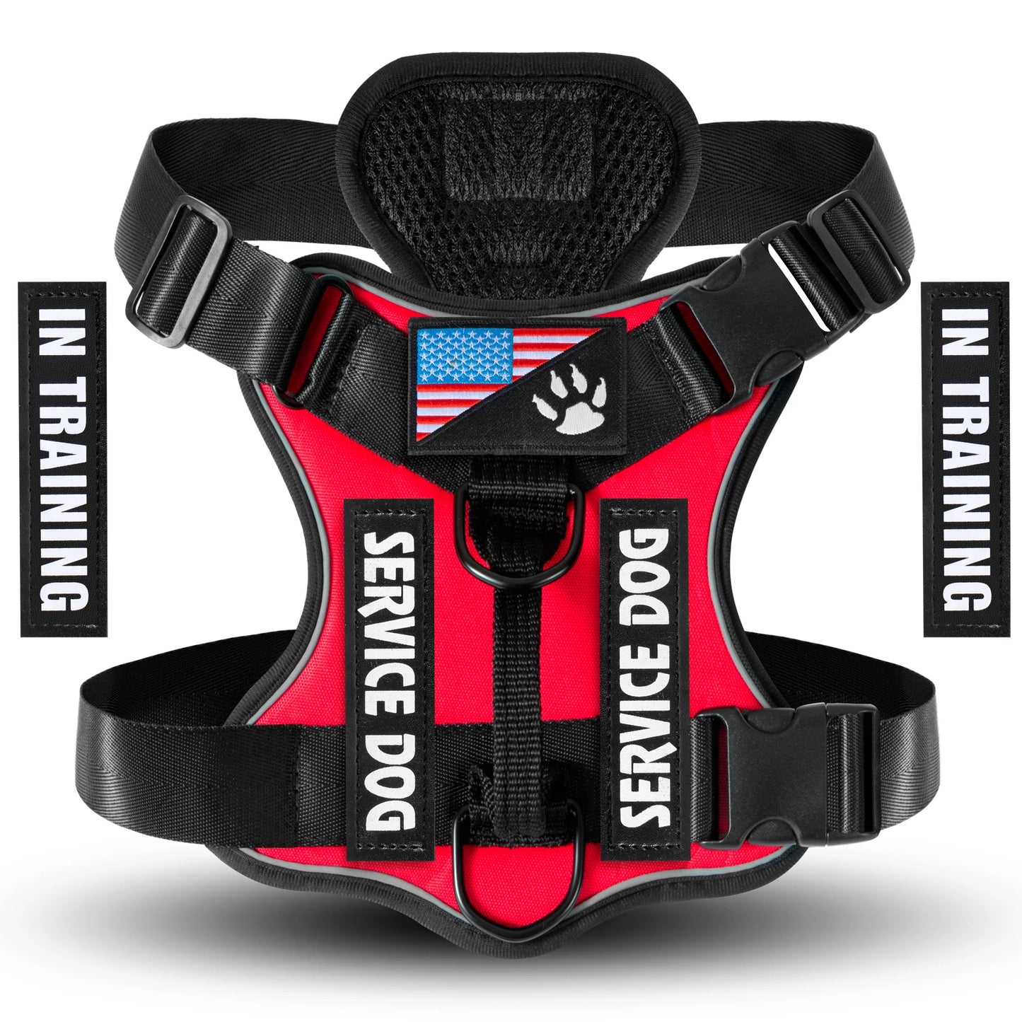 Reflective Service Dog Harness with 5 PCS Patches - Adjustable Soft Oxford Vest Harness for Dogs