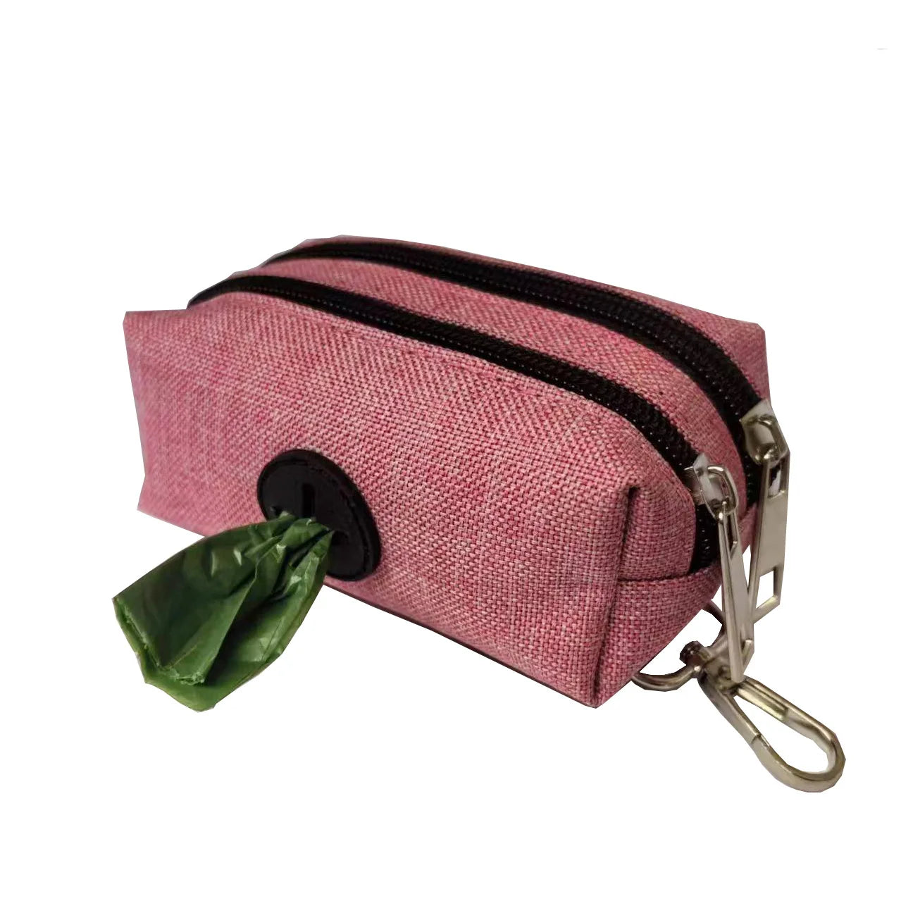 Portable Dog Poop Bag Dispenser with Auto-Lock Zipper, Waterproof Oxford Fabric, 2 Pockets for Leash, Key & Cards Ditzy Petunia