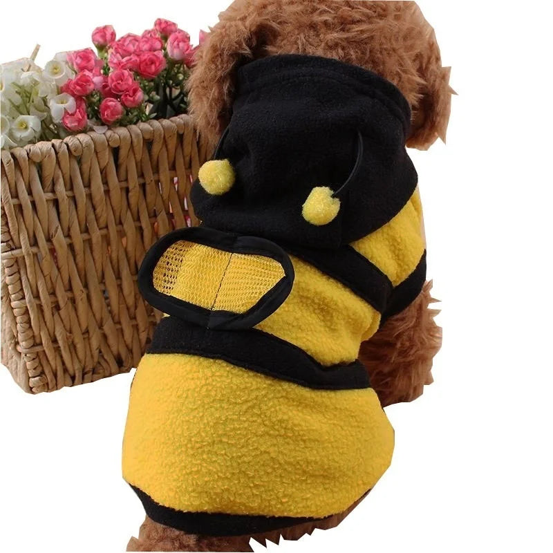 Bee Pet Puppy Fleece Hoodie – Warm Dog & Cat Coat for Winter, Spring & Autumn Ditzy Petunia
