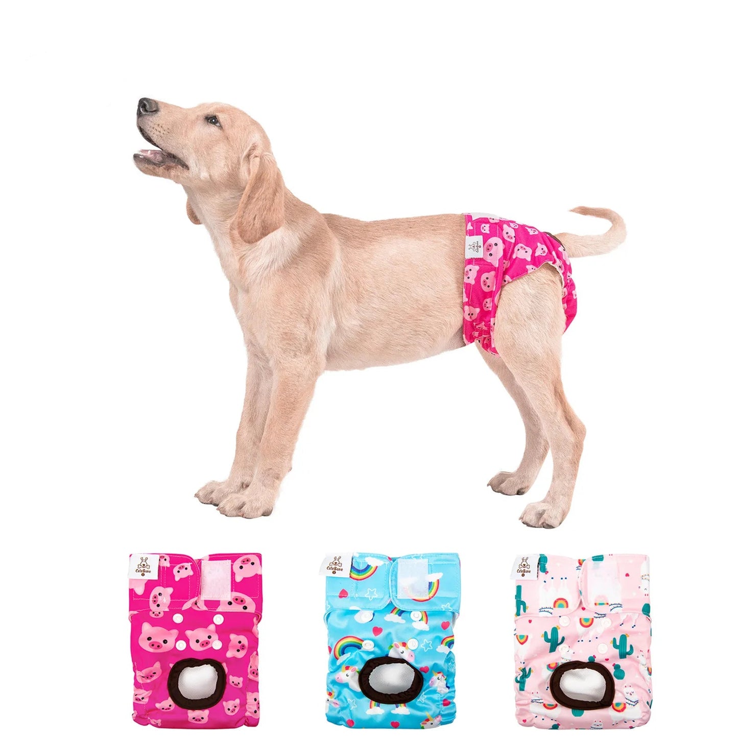 Washable Female Dog Diapers – Reusable Leak-Proof Diapers for Dogs in Heat, Potty Training & Incontinence (Pack of 3) Ditzy Petunia