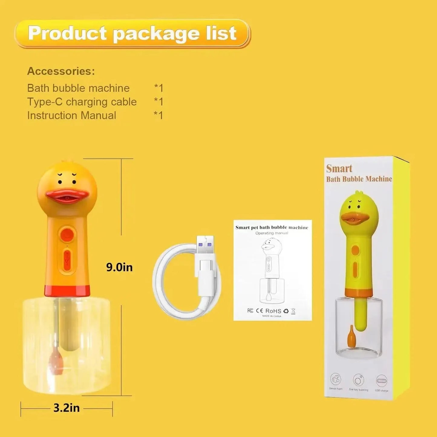 Electric Dog Cleaning Foam Machine - Deep Clean, 350ml Capacity, IPX7 Waterproof, Rechargeable Grooming Tool Ditzy Petunia