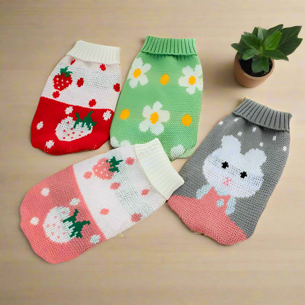 Warm Pet Dog Sweaters – Winter Clothes for Small Medium Dogs, Knitted Coat for Puppies, Cats (Chihuahua, Yorkie, French Bulldogs)