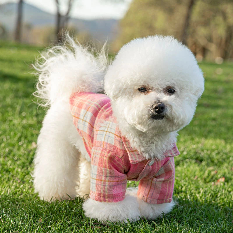 British Style Plaid Dog Shirt - Summer Pet Clothes for Small Dogs & Puppies | Lightweight & Stylish