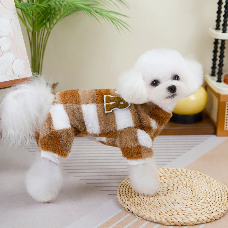 Warm Fleece Dog Jumpsuit – Winter Pajamas for Small & Medium Dogs