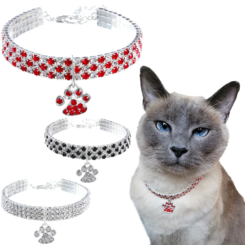 Elegant Crystal Pet Collar – Adjustable Jewelled Necklace for Cats & Dogs