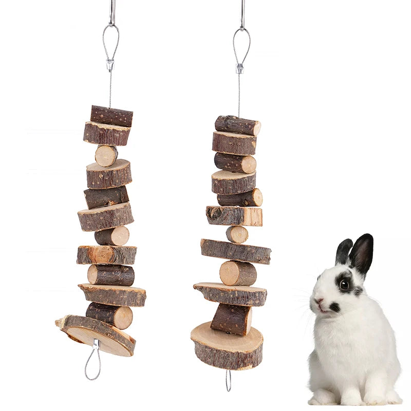 Natural Wooden Rabbit Chew Toy – Teeth Grinding & Stress Relief for Small Rodents | Hamster, Chinchilla, Squirrel, Parrot Chew Toy Ditzy Petunia