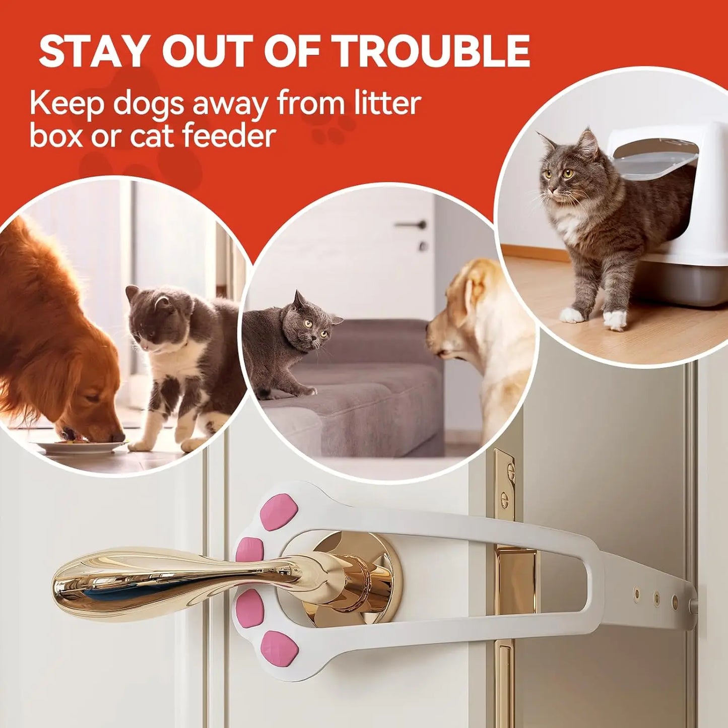 Adjustable Cat Door Holder Latch - Keeps Dogs Out, Flexible Gate Lock
