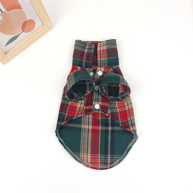 British Style Plaid Dog Shirt - Summer Pet Clothes for Small Dogs & Puppies | Lightweight & Stylish