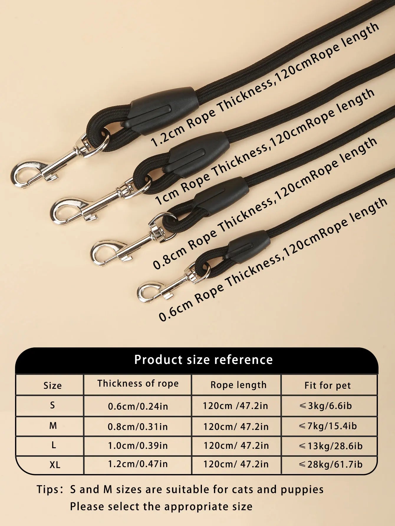 Reflective Heavy-Duty Dog Leash – Durable Climbing Rope Lead for Small, Medium & Large Dogs