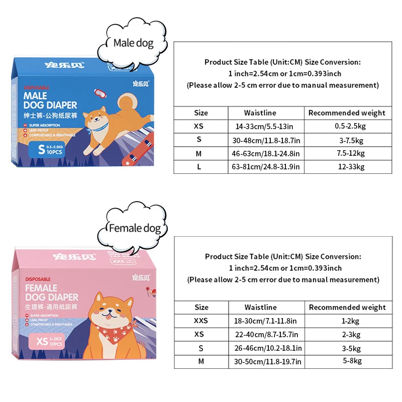 Disposable Dog Diapers – Leakproof Super Absorbent Nappies for Male & Female Dogs, 10 Pack Ditzy Petunia