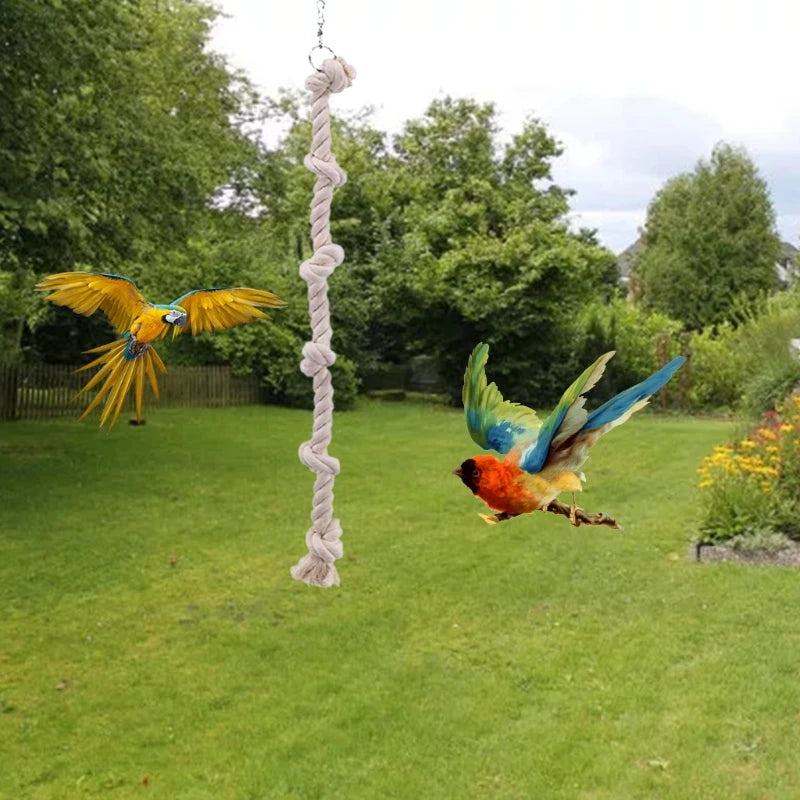 Cotton Rope Bird Climbing Toy with Knots – Natural Stress Relief for Pet Birds
