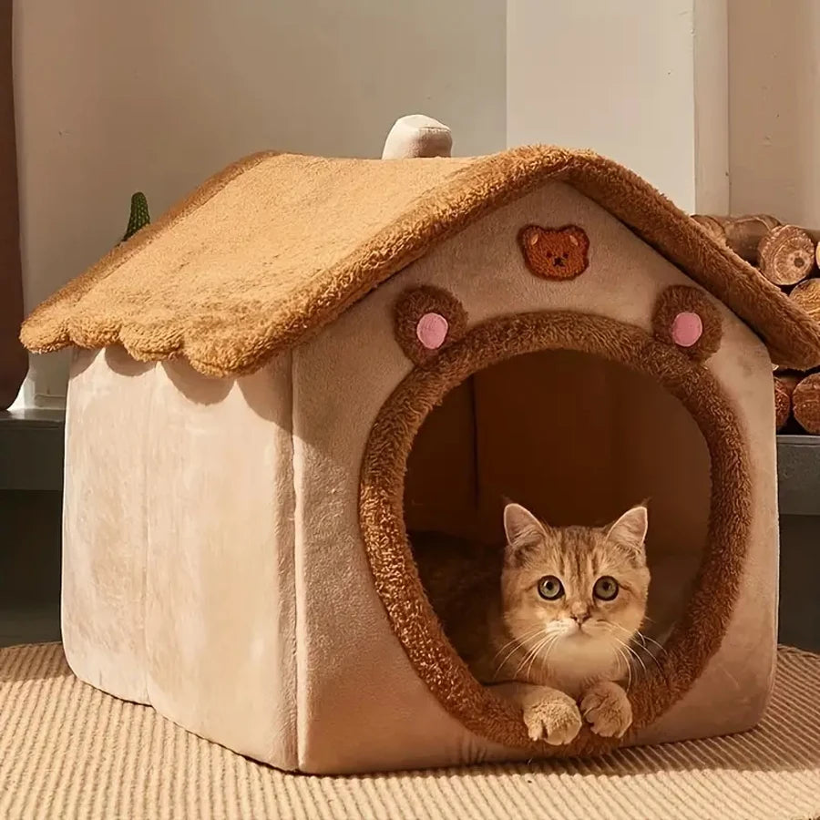 Cozy Fiber Cat House – Breathable Comfort for Your Feline
