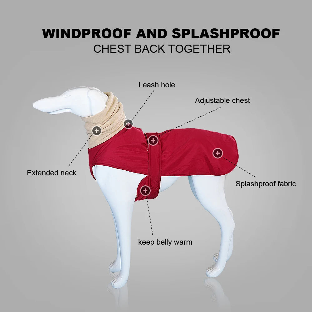 Waterproof Dog Coat - Warm Winter Jacket for Medium & Large Dogs | Greyhound & Shepherd Apparel
