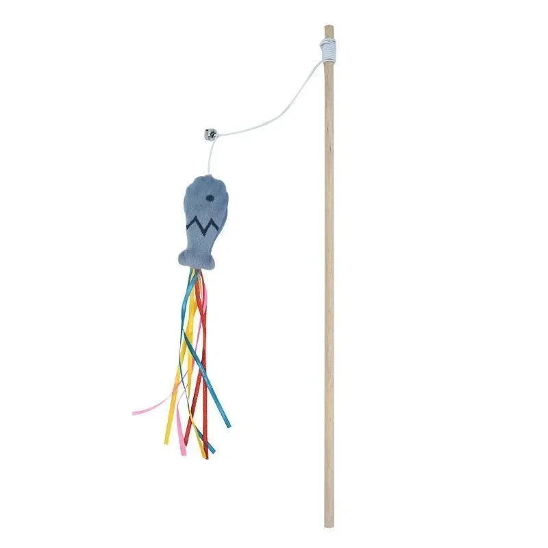 Cat Wand Toy with Ribbons, Catnip & Bells | Interactive Cat Teaser for Indoor Cats