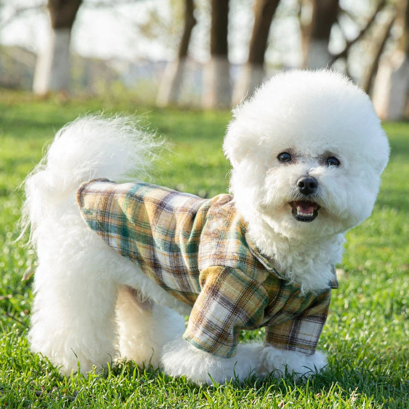 British Style Plaid Dog Shirt - Summer Pet Clothes for Small Dogs & Puppies | Lightweight & Stylish