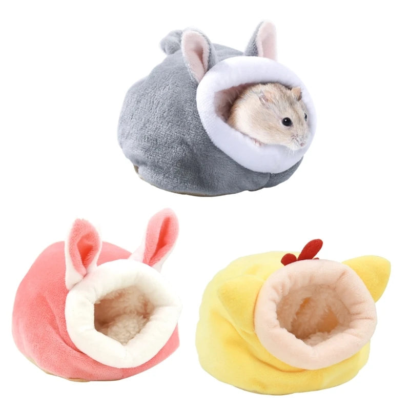 Winter Warm Hamster House & Guinea Pig Bed - Soft Velvet Nest for Small Animals Ditzy Petunia