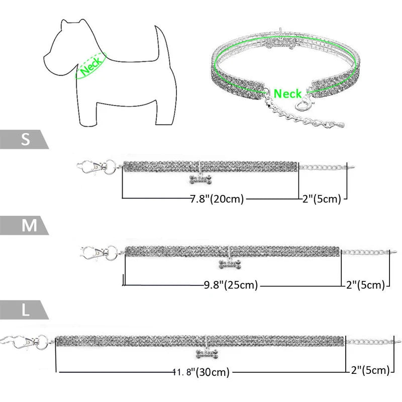 Elegant Crystal Pet Collar – Adjustable Jewelled Necklace for Cats & Dogs