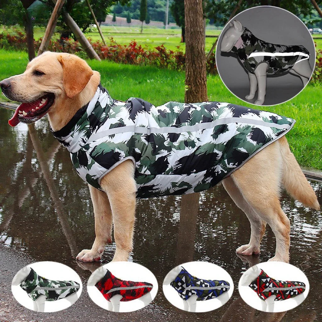 Waterproof Reflective Winter Dog Coat for Large Dogs – Warm Fleece Pet Jacket for Big Breeds