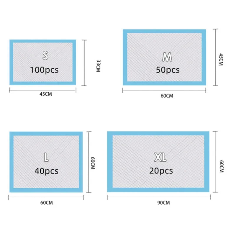 100/50/40/20PCS Absorbent Dogs Disposable Puppy Training Pee Pads Quick Dry Surface Mat Clean Cushion Dog Supplies