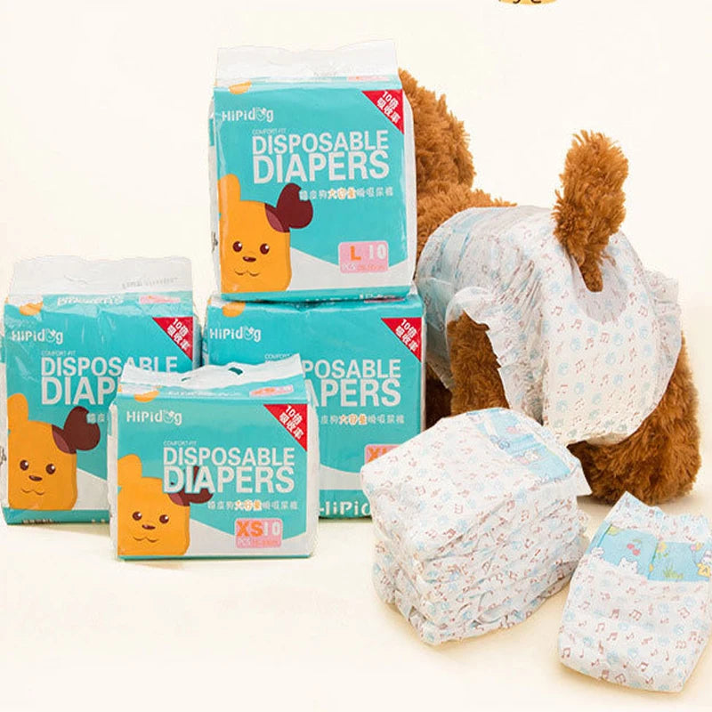 10PCS/pack Super Absorption Physiological Pants Dog Diapers For Dogs Pet Female Dog Disposable Leakproof Nappies Puppy Ditzy Petunia