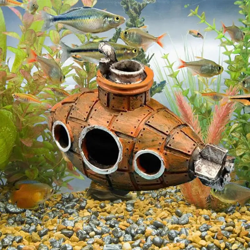 Resin Submarine Aquarium Ornament – Decorative Tank Decoration