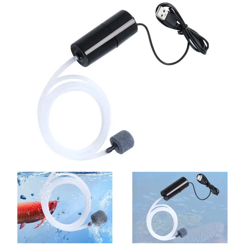 Silent USB Aquarium Air Pump – Mini Oxygenator & Portable Air Compressor for Fish Tanks