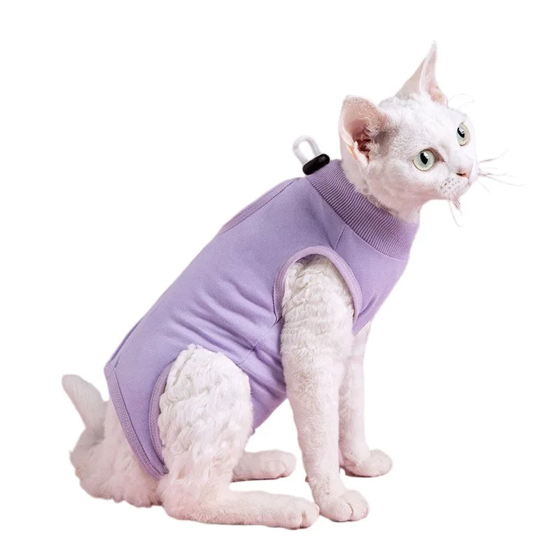 Cat recovery suit, anti-licking pet clothing, post-surgery cat vest, sterilization suit for cats, cat weaning recovery clothes, breathable pet vest, surgical suit for cats, dog and cat rehabilitation clothing, cute printed pet pajamas, summer pet clothes, cat sterilization jumpsuit.