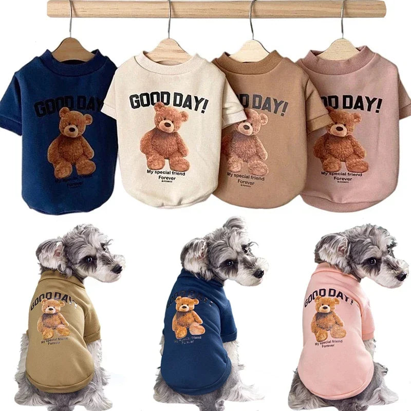Winter Dog Clothes – Cute Puppy Warm Pullover Sweatshirt with Bear Pattern | Pet Jacket for Small & Medium Dogs, Cats | Chihuahua Costume Coat Ditzy Petunia
