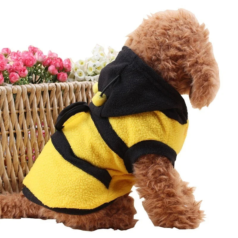 Bee Pet Puppy Fleece Hoodie – Warm Dog & Cat Coat for Winter, Spring & Autumn Ditzy Petunia
