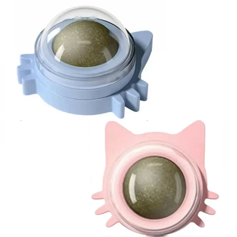 Lickable Catnip Ball Toy – 360° Rotating Chew Toy for Cats | Teeth Cleaning & Wall-Mountable Play Ball