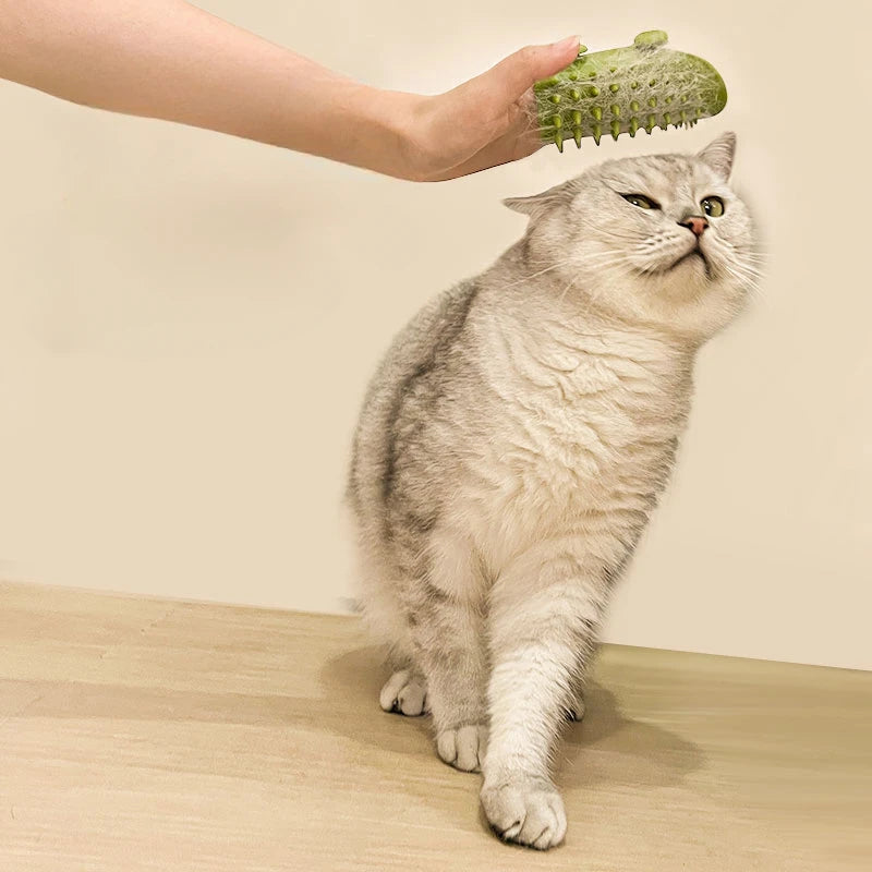 Silicone Cat Grooming Comb & Rubbing Brush, Dual-Purpose De-Shedding Tool for Cats, Safe & Non-Marking Design (Pack of 2) Ditzy Petunia
