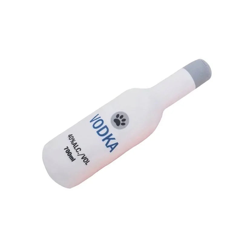 Plush Bottle-Shaped Dog Toys – Squeaky, Soft, and Chew-Friendly