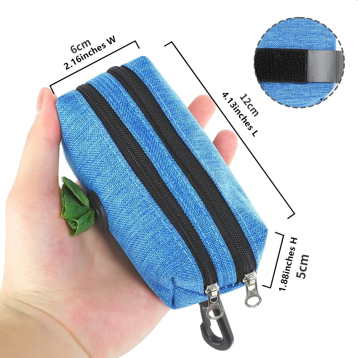 Portable Dog Poop Bag Dispenser with Auto-Lock Zipper, Waterproof Oxford Fabric, 2 Pockets for Leash, Key & Cards Ditzy Petunia