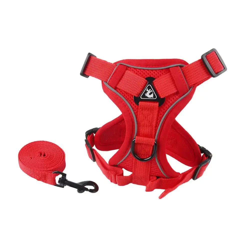Reflective Adjustable Saddle Dog Harness & Leash Set – No-Pull Halter for Small to Large Dogs