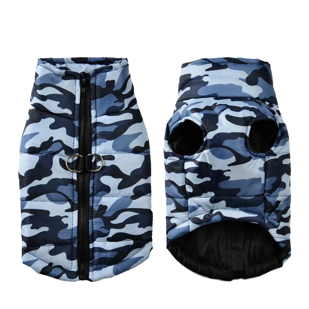 Winter Dog Coat - Waterproof Camouflage Jacket for Large Dogs & Puppies, Warm & Windproof Pet Apparel Ditzy Petunia