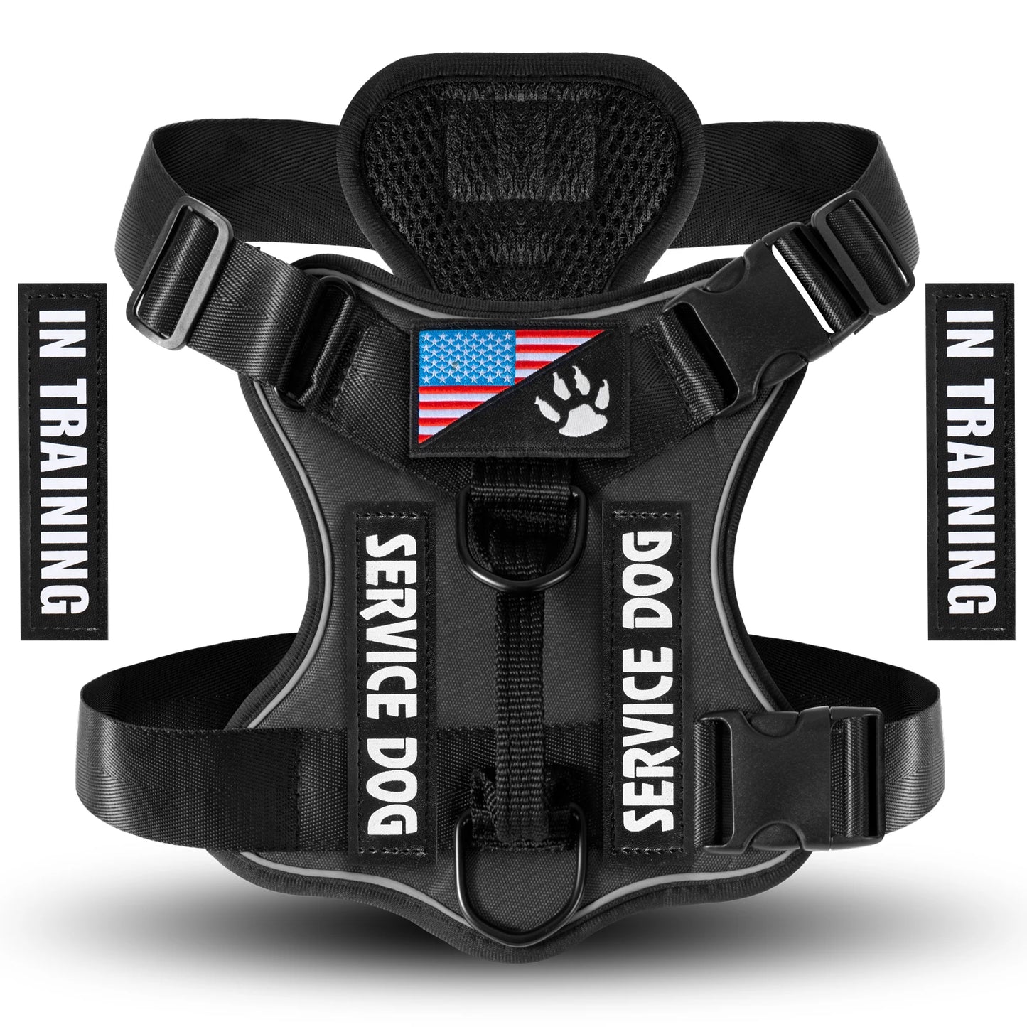 Reflective Service Dog Harness with 5 PCS Patches - Adjustable Soft Oxford Vest Harness for Dogs