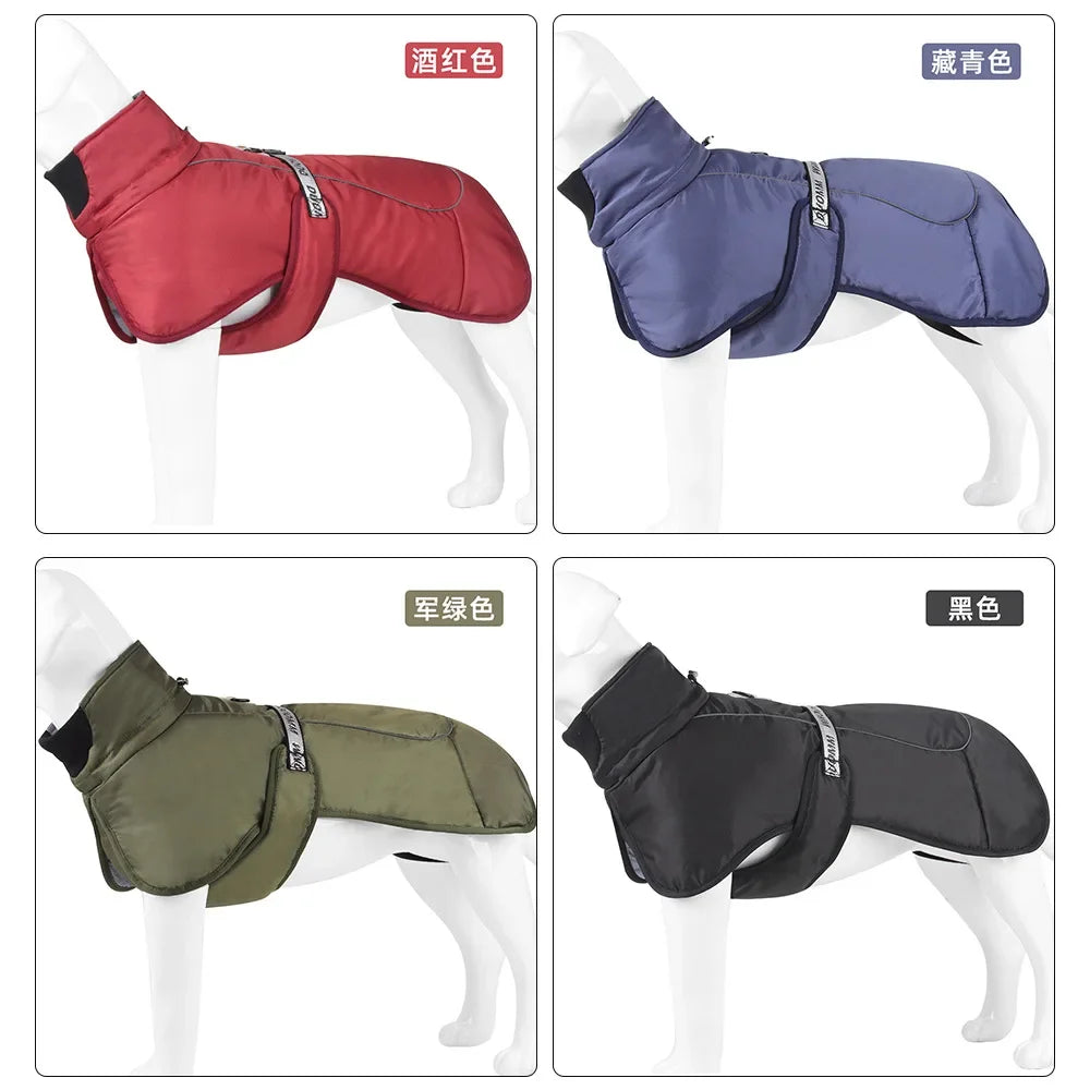 Waterproof Winter Dog Coat with Harness – Warm Fleece Jacket for Large Dogs