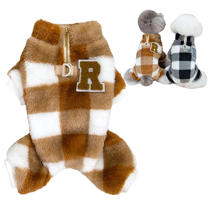 Warm Fleece Dog Jumpsuit – Winter Pajamas for Small & Medium Dogs